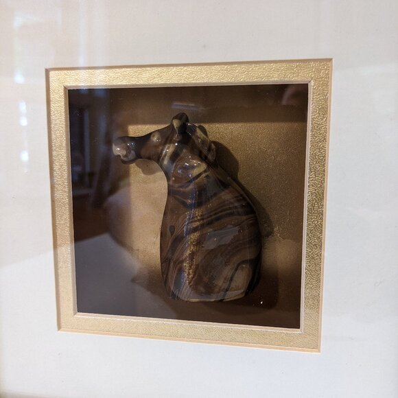 Vintage Chinese Horoscope Shadow Art Box w. Ceramic Horse - Zodiac Astrology - Picture 2 of 5